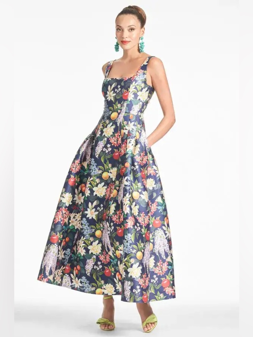 Sachin + Babi Mia Printed Stretch Mikado Gown In Alto Giardino